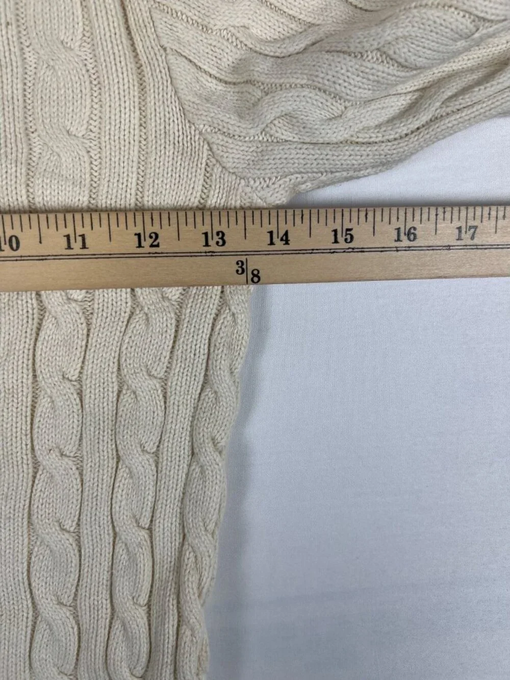 Ralph Lauren Women M Cream Cable Knit V-Neck Button Cardigan Sweater - Picture 9 of 9